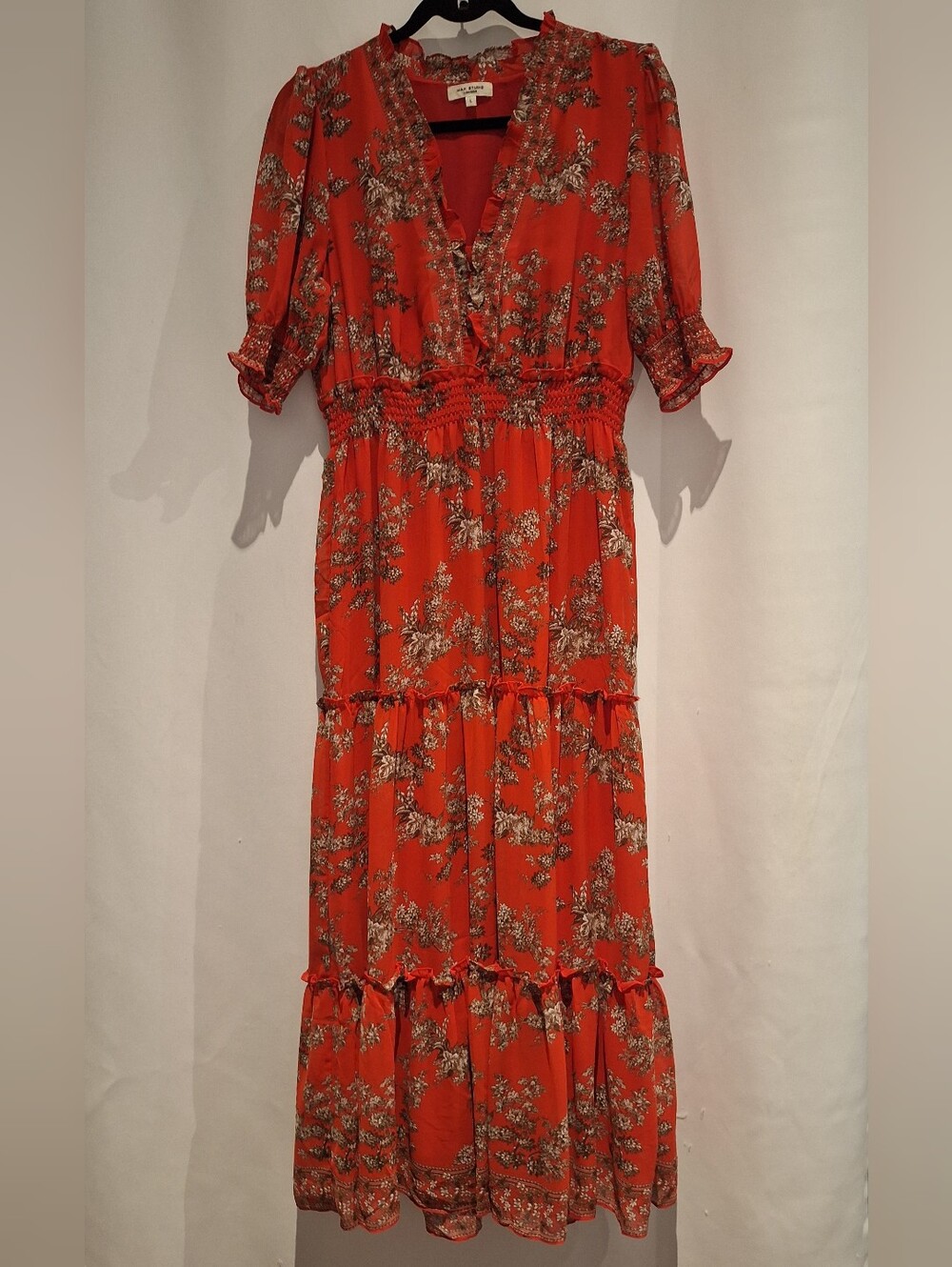 Max Studio Floral Tiered Maxi Dress in Red